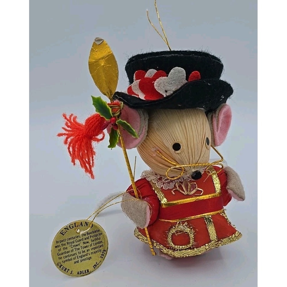 1970's Rare ORNAMENT Kurt Adler Santa's World - Guard Mouse With Uniform
